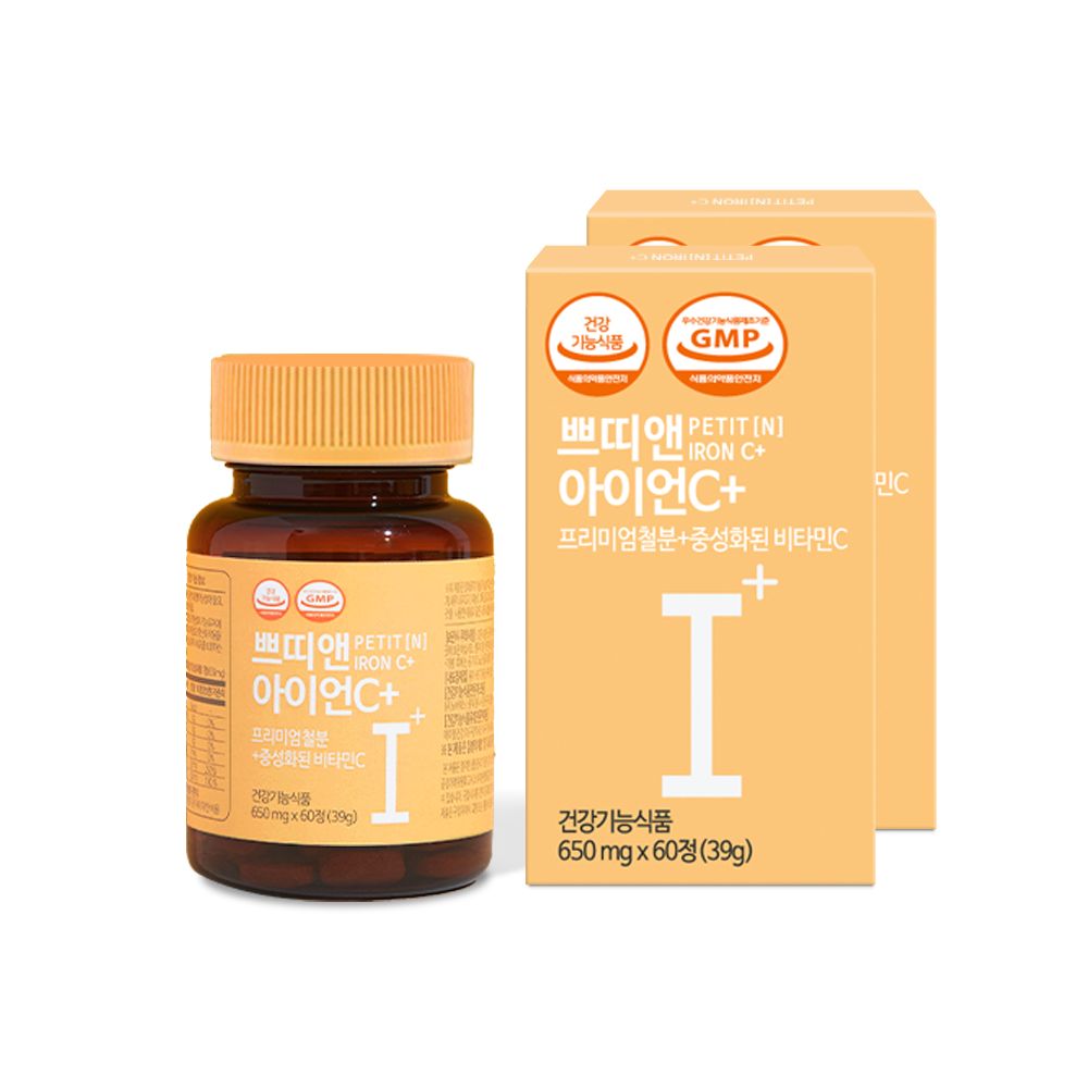 쁘띠앤 아이언C (4개월) 철분 비타민C 임산부 수유부 철분, 60정, 2개