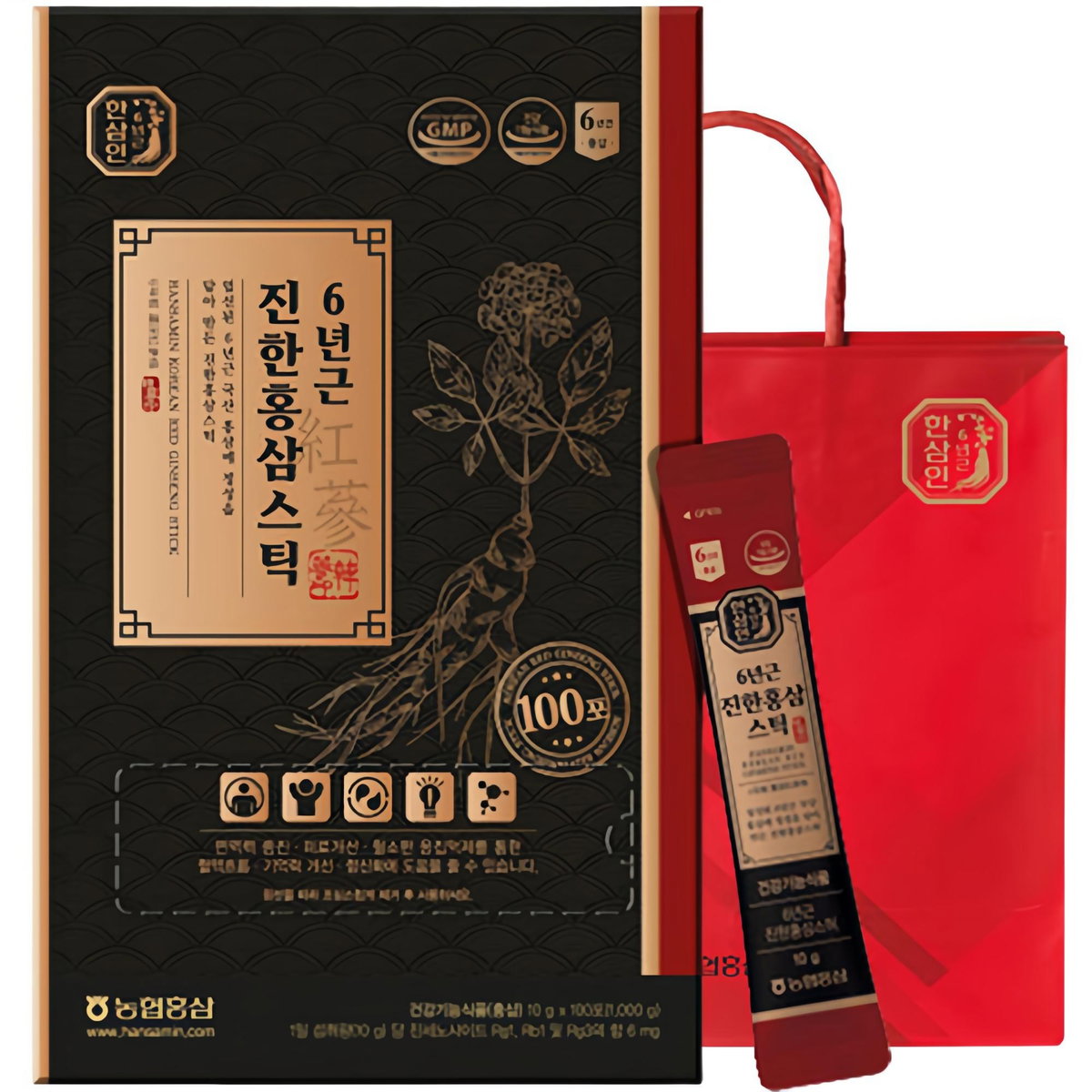 한삼인 6년근 진한홍삼스틱 쇼핑백, 1kg, 1개