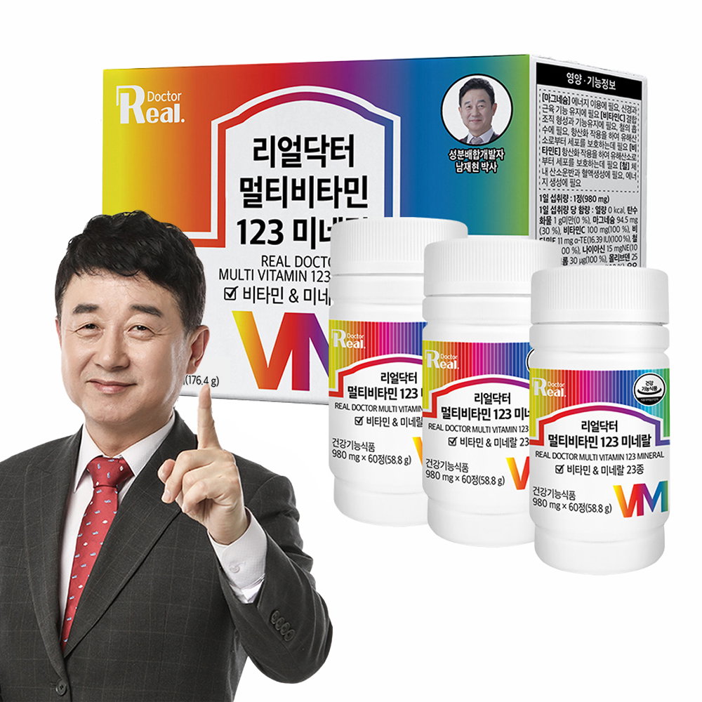 리얼닥터 멀티비타민 123 미네랄, 60정, 3개