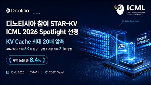 AI 두뇌 'KV캐시' 20배 압축…디노티시아 'STAR-KV' 혁신