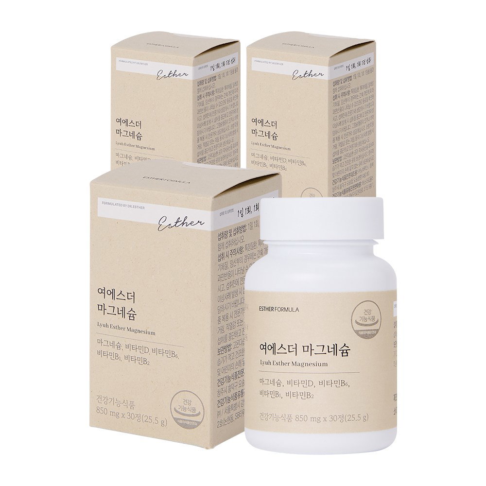 본사직영 여에스더 마그네슘 l 신경 근육 마그네슘 x 에너지 활력 비타민B군 l 국민영양 프로젝트, 30정, 3개