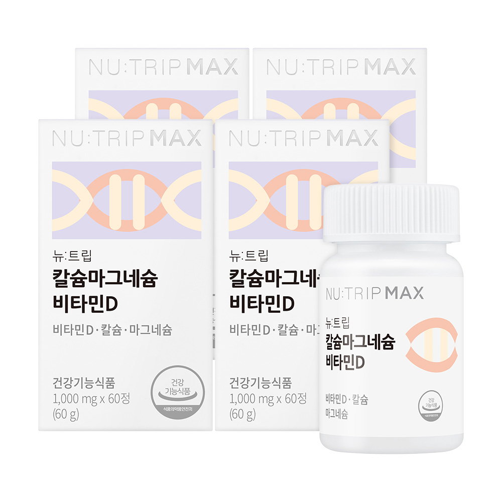 뉴트립 칼슘마그네슘 비타민D 1000 mg, 60정, 4개