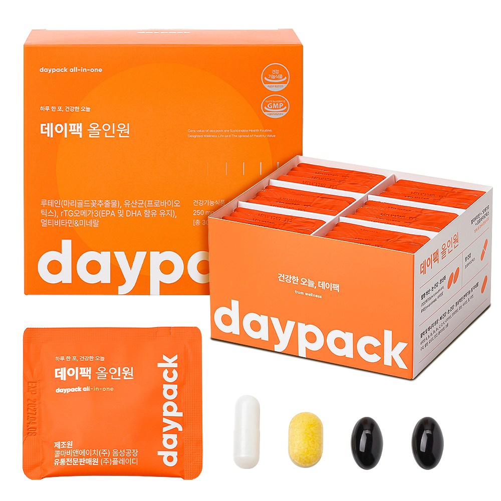 데이팩 올인원 멀티팩 유산균 오메가 루테인 멀티비타민 미네랄, 30회분, 1개