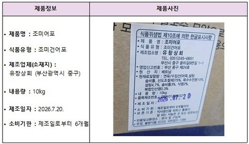 식약처, 식중독 어포·납 블루베리즙 회수…국민 건강 비상